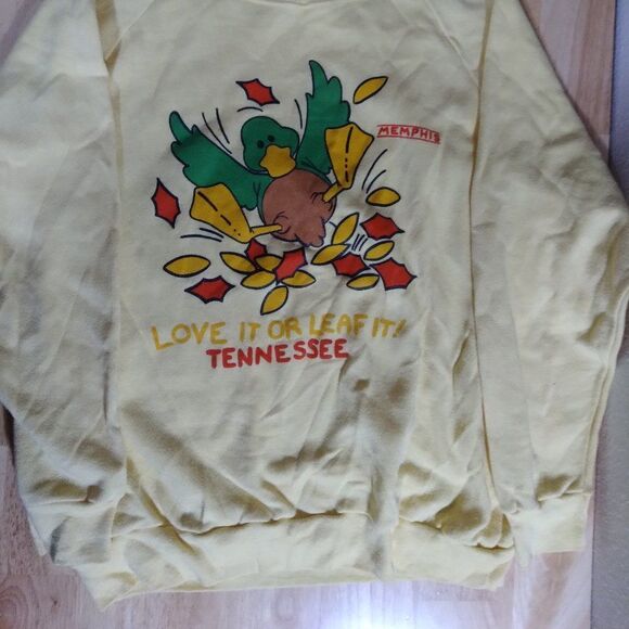 Vintage Mallard Duck Love It Or Leaf It Memphis Tennessee Autumn Crewneck - Picture 2 of 7
